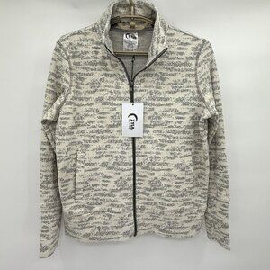 Zyia Active Jacket Women Cream Gray Geometric Full Zip Long Sleeve Size Small